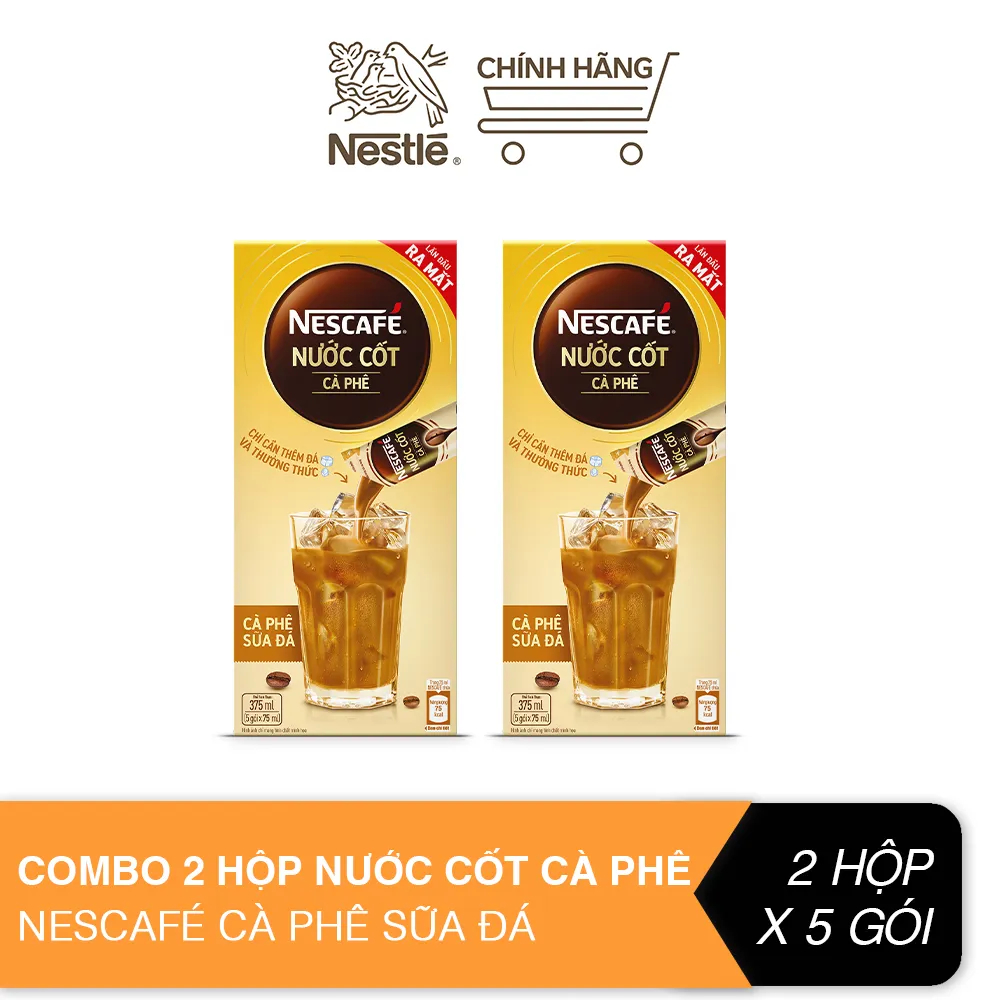 Combo 2 hộp nước cốt cà phê nescafé - cà phê sữa đá - 5 gói/hộp