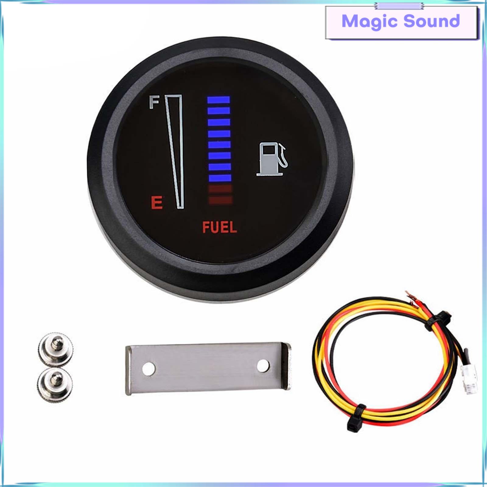 Âm thanh kỳ diệu phổ đồng hồ báo Xăng 12V 24V 2inch tròn màu xanh Màn hình LED cho xe tải thuyền RV thay thế phụ tùng dễ dàng cài đặt
