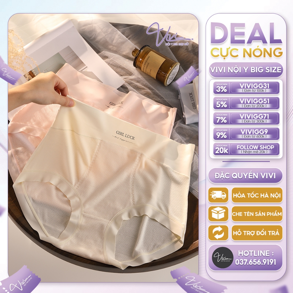  Quần lót nữ Bigsize thông hơi - Quần lót big size siêu co dãn - Quần lót big size cạp cao tới 100Kg - Mã N51 