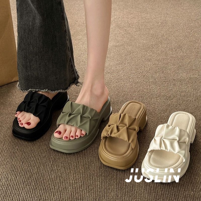 JUSLIN dép sandal nữ dép bánh mì đế cao thời trang 2023 NEW 072020