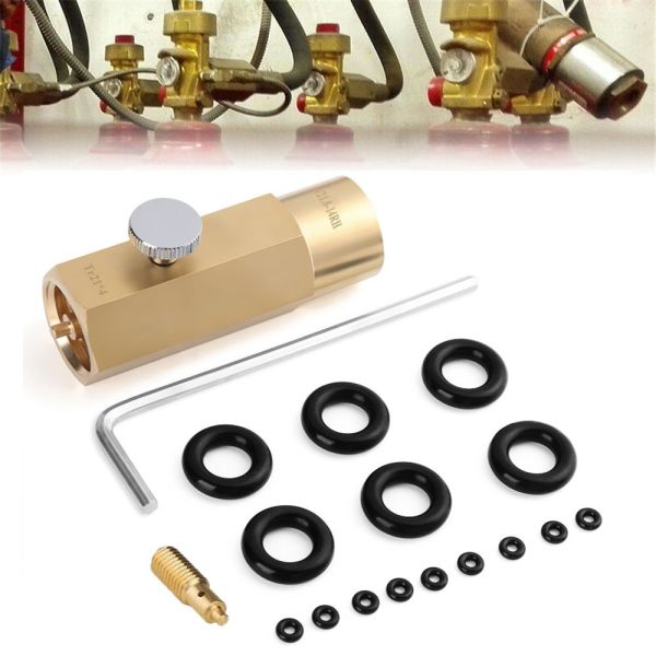 P15273 Tank Homebrew Connector Kit Filling Keg with Bleed Valve CO2 Adapter TR21-4 to W21.8-14 Cylinder Refill Adaptor