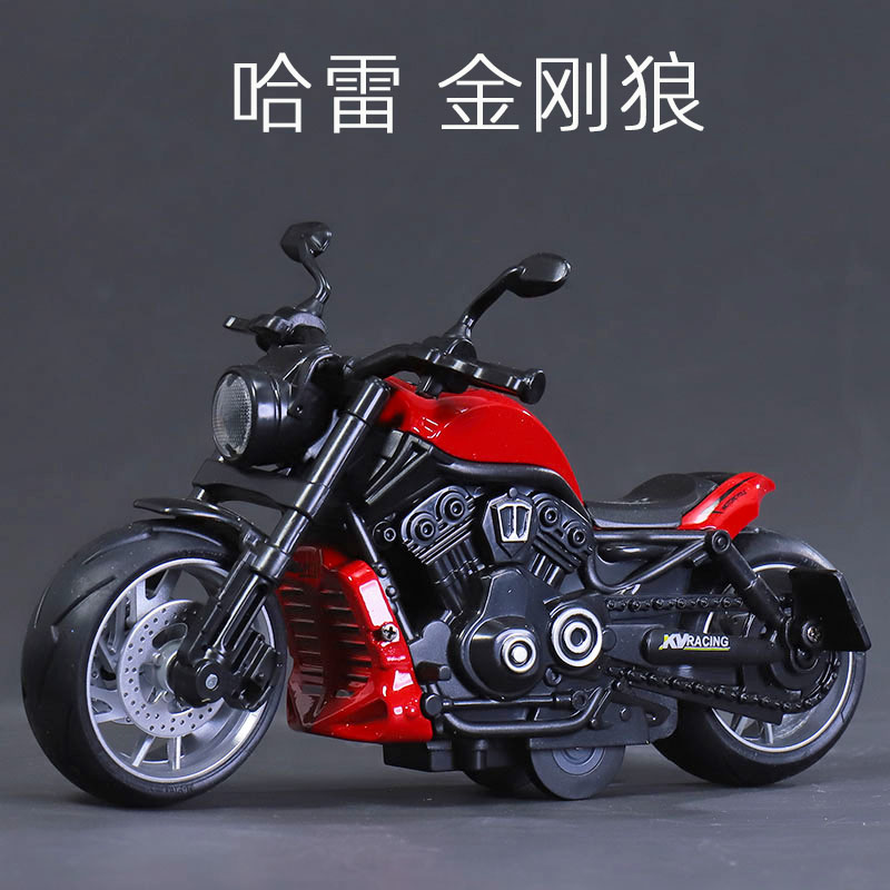 Simulation Of Iron Riding Motorcycle Back Alloy Car Model Light Sound