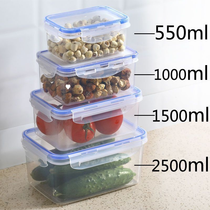 Set 4 hộp nhựa đựng thực phẩm hình chữ nhật
