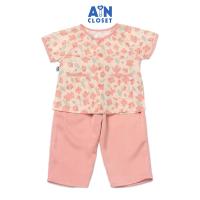 Bộ quần áo Bà ba Dài tay ngắn bé gái họa tiết Hoa Anh Thảo quần lụa hồng - AICDBGJZGS1Q - AIN Closet