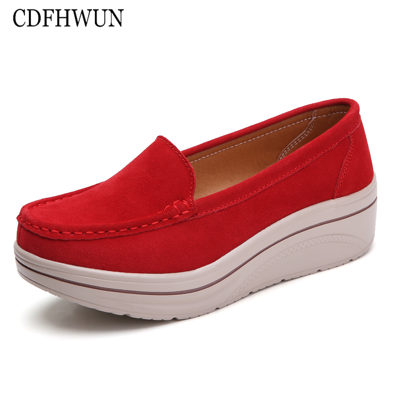 CDFHWUN Platform Sole Women's Shoes Leather Casual Large Size Women Loafers ราคา 990 บาท*ส่งฟรี