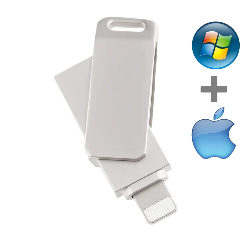 Ổ Đĩa kim loại USB Flash cho iPhone iPad 13 12 11x9 8 7 6 5S SE Ổ cứng di động OTG 16GB 32GB 64GB 12