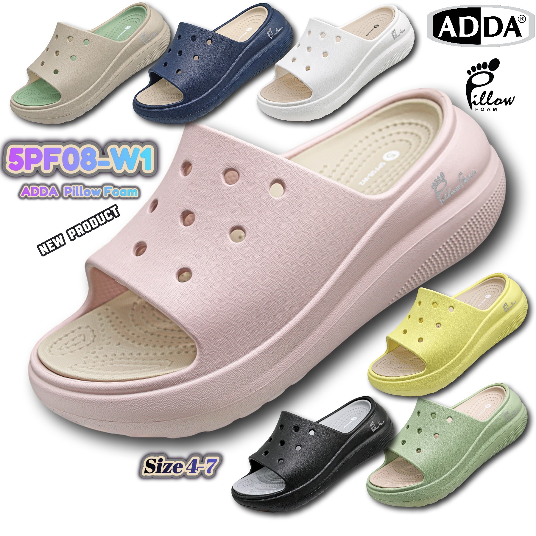 5PF08-W1 รองเท้าแตะผู้หญิง Pillow Foam เบานุ่ม พื้นหนา กันลื่น