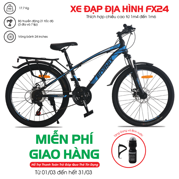 [Trả góp 0%] Xe đạp địa hình Fornix FX24 - Vòng bánh 24 inch- Bảo hành 12 tháng (Tặng kèm Gọng và bình nước)