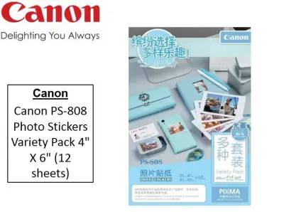 Canon PS-808 Photo Stickers Variety Pack 4 X 6 (12 sheets)
