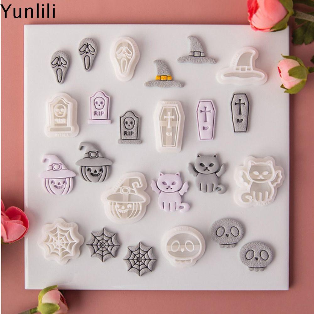 YUNLILI Gốm mềm Dụng cụ cắt Đất Sét Polymer Halloween Khuôn dập nổi Thủ công Khuôn làm đồ trang sức Bông tai Bia mộ Khuôn cắt Tự làm