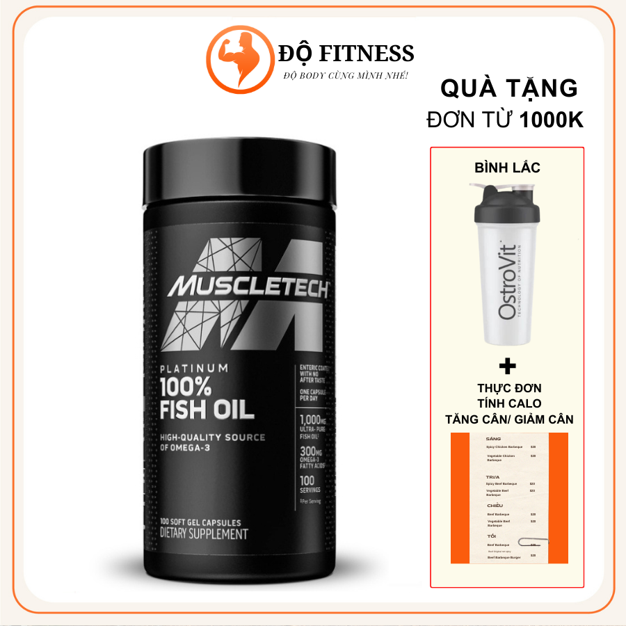 Dầu cá Omega 3 Platinum (100 viên) Muscletech - Fish Oil cung cấp acid béo omega 3 tinh khiết dầu cá chất lượng cao