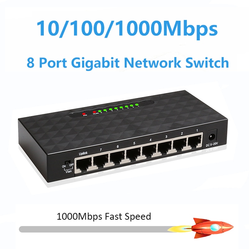 5 8 cổng 1000Mbps Gigabit Bộ chuyển đổi mạng Ethernet thông minh Switcher hiệu suất cao RJ45 Hub Internet Splitter