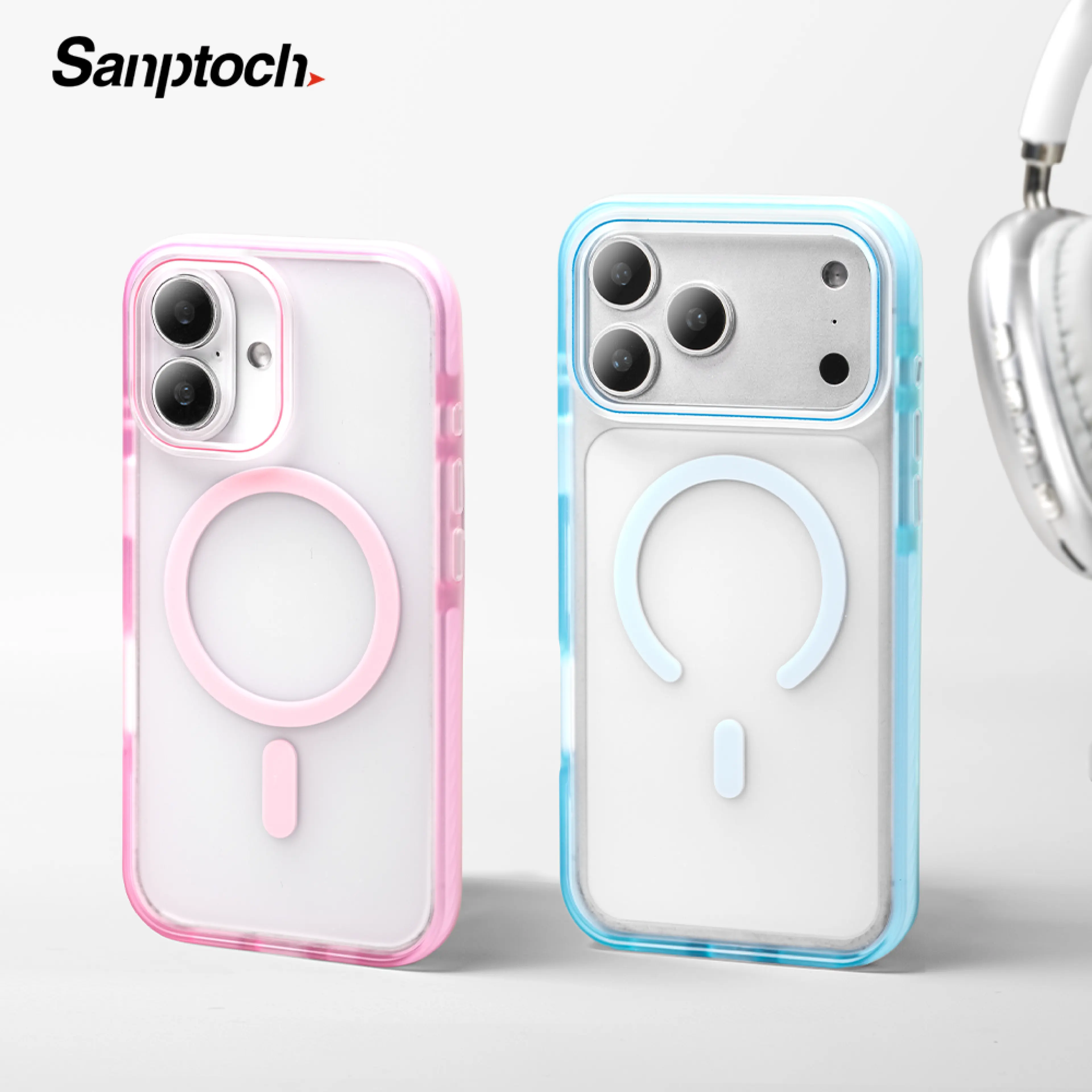 Sanptoch For Magsafe Premium Matte Phone Case For iPhone 17 / 16 / 15 / 14 / 13 Pro Max Candy Color Shockproof Cover For iPhone 17 Pro Max Skin-friendly Protection Casing
