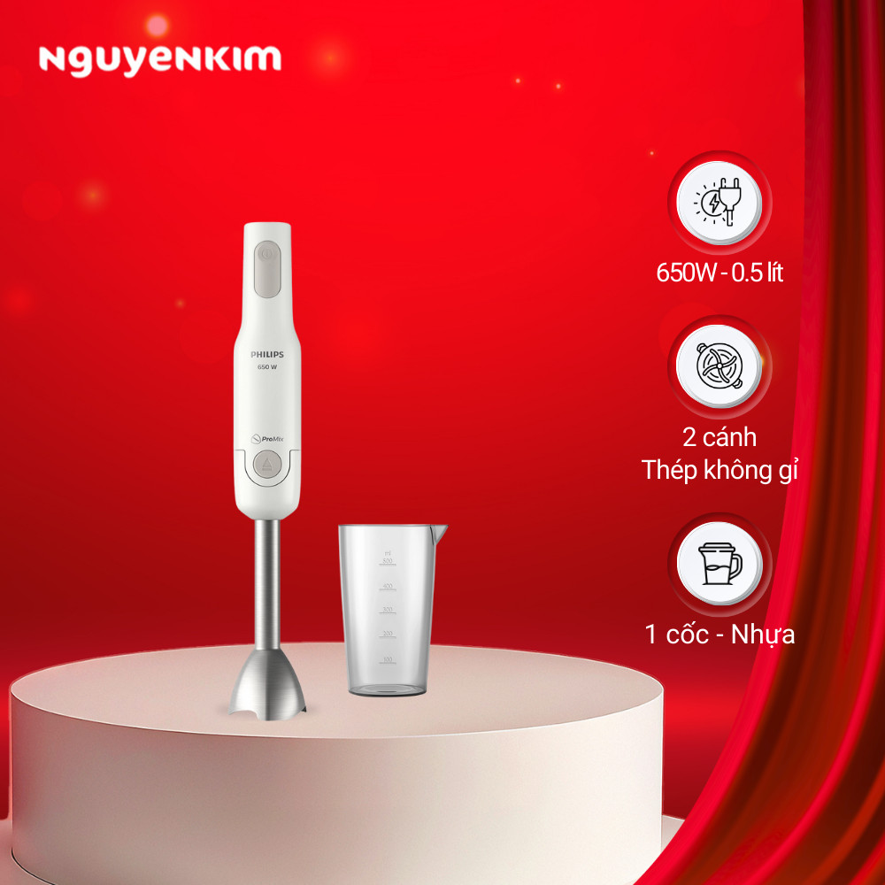 Máy xay cầm tay Philips HR2534/00 - Dung lượng 0.5L, 650W, Thép không gỉ