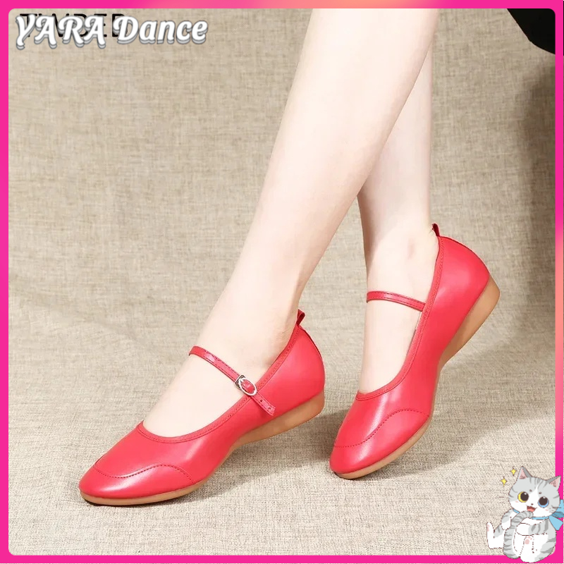 Giày nhảy YARA cho phụ nữ, giày nhảy Latin, ballroom, hiện đại, salsa, giày tập nhảy, mũi kín, giày nhảy vuông, đế cao su mềm