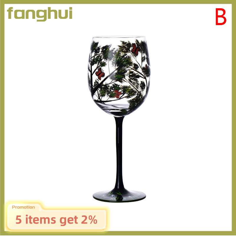 Fanghui bốn mùa cây ly rượu cốc in hình sáng tạo cốc thủy tinh tròn cho rượu vang bia Cocktail thủy tinh dung tích lớn cốc thủy tinh Quà Tặng cốc