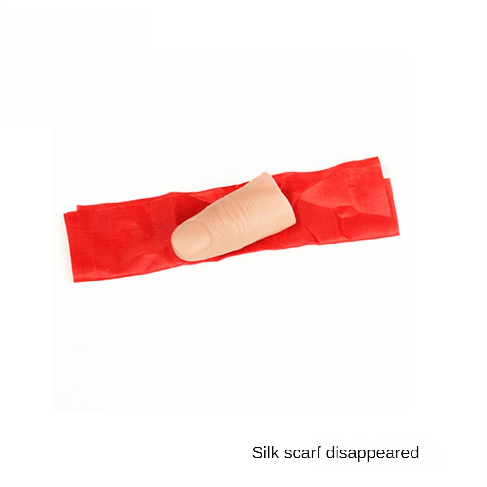 Magic Rubber Thumb Tip with Silk Vanish Appearing Disappear Trick Props Party Fake Thumb Magic Trick