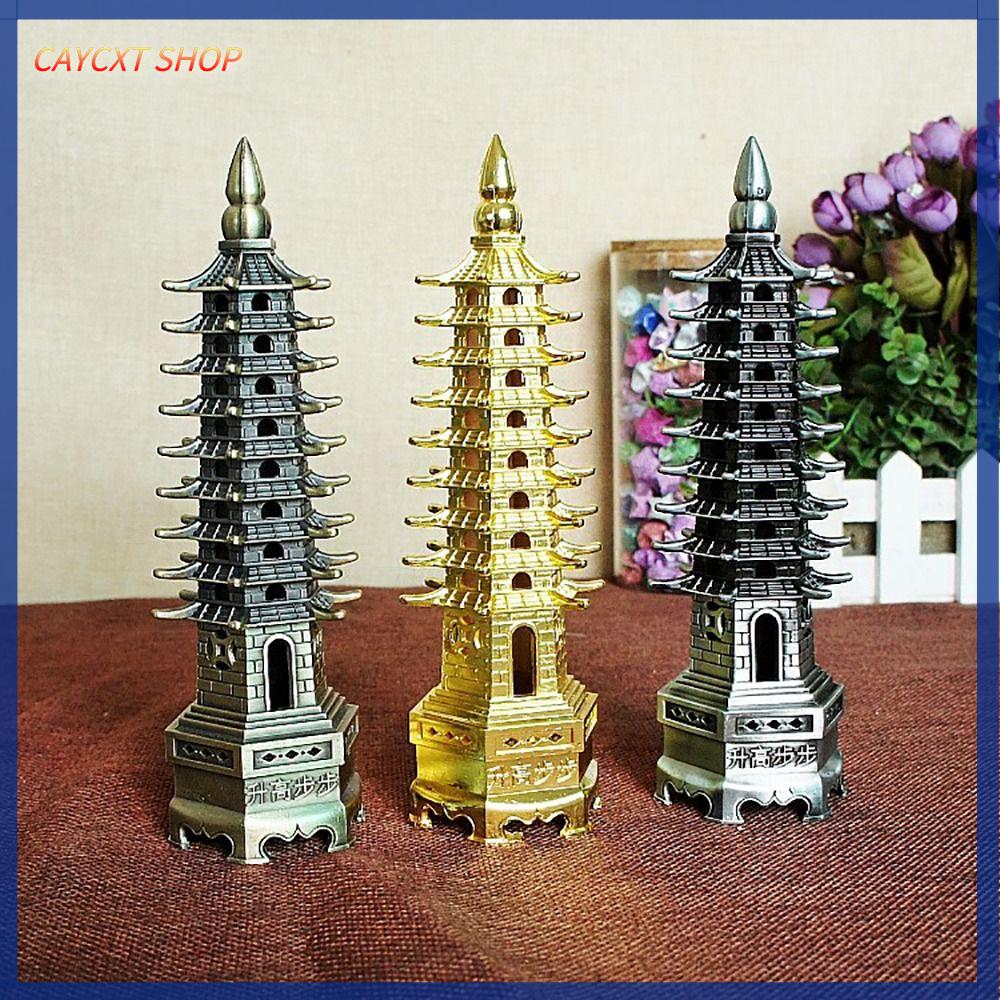 CAYCXT SHOP 9 cấp độ Tháp văn xương Trung Quốc Thủ công mỹ nghệ bằng kim loại Quà lưu niệm Phong thủy 3D Đồ trang trí