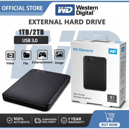 WD 1TB/2TB External Hard Drive USB 3.0 for PC/Mac