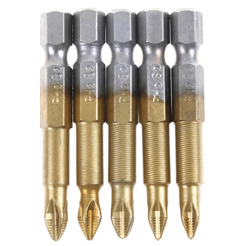 Huyền thoại 5 bền chống trượt phủ titan chuôi lục giác PH2 Chìa vặn vít điện 50mm
