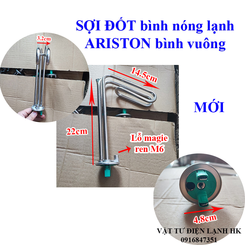 Sợi đốt ARISTON bình vuông - ruột bình nóng lạnh Thanh nhiệt điện trở - Mayso - mai so BNL Xịn