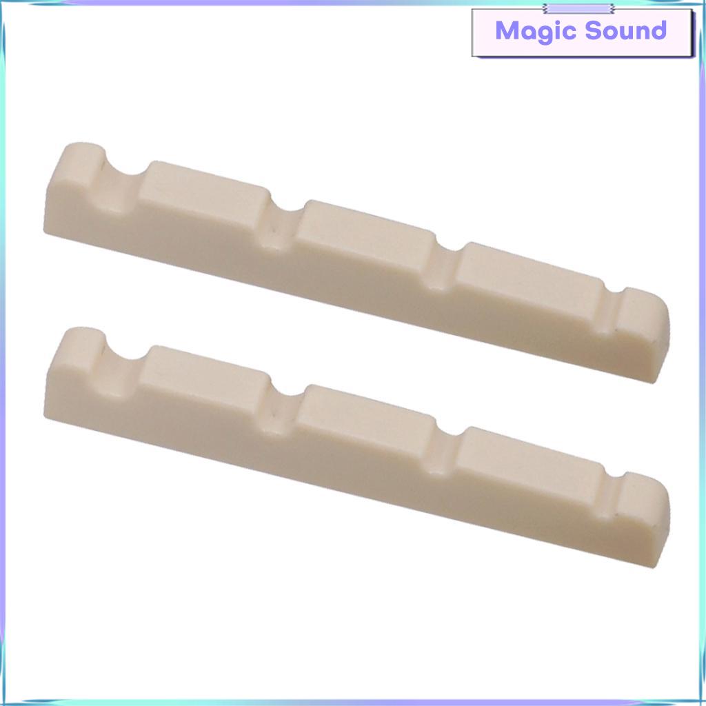 Magic Sound 2x Guitar Curved Slotted Nut for 4-String Electric Guitar Bass Beige Color