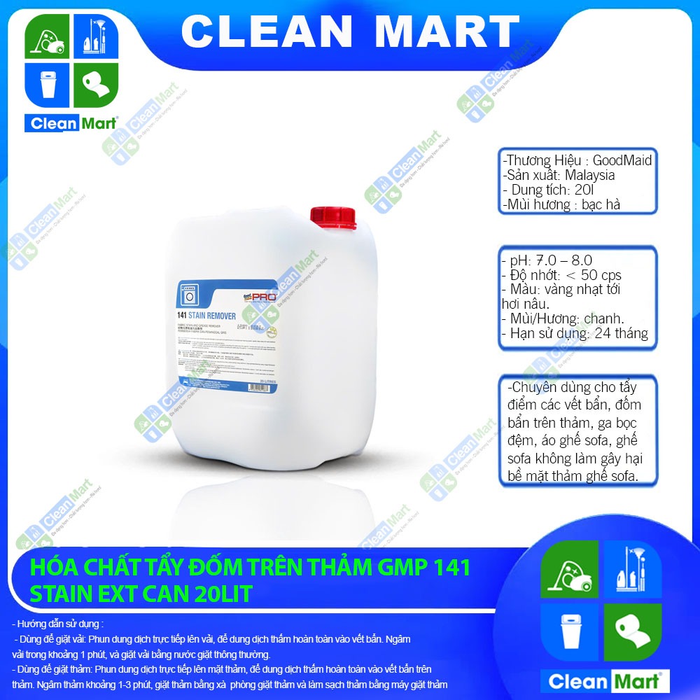 Hóa Chất tẩy đốm trên thảm GMP 141 Stain Ext 20L - CLEAN MART