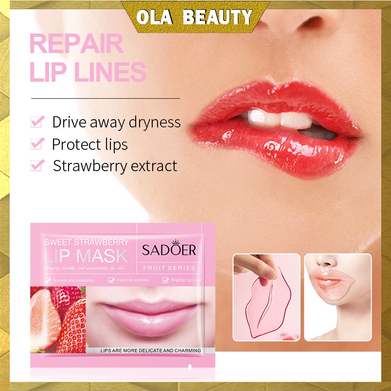 Mặt nạ dưỡng môi collagen SADOER Mặt nạ ủ môi giảm thâm, làm mềm, dưỡng ẩm môi Ola Beauty S7