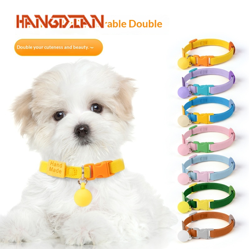 HANGDIAN Adjustable Elastic Pet Collar with Safety Buckle and Cute Bell for Dogs and Cats ราคา 53 บาท*ส่งฟรี