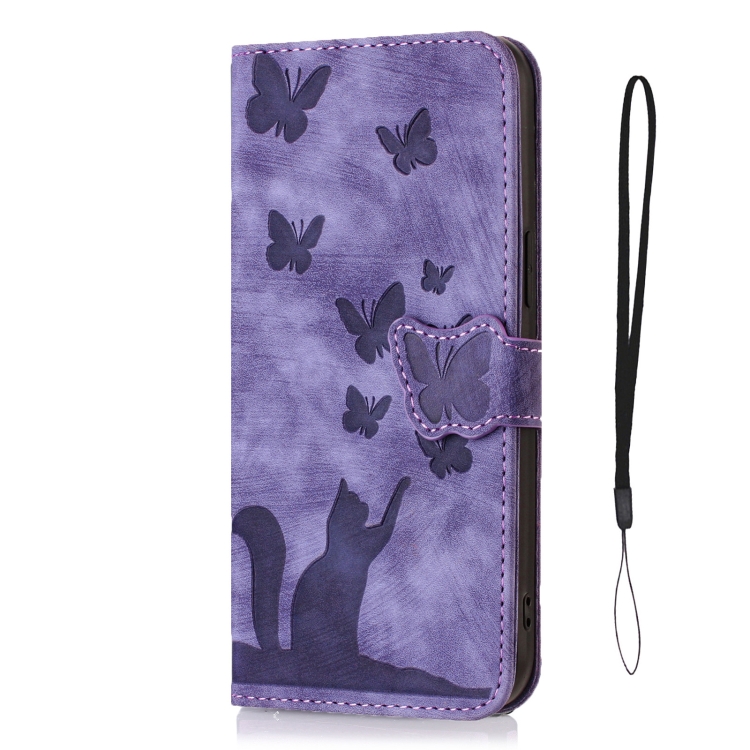 【HZSUNSKY】 Butterfly Cat Embossing Flip Leather Phone Case For iPhone 15 Pro Max/iPhone 15 Plus/iPhone 14 Plus/iPhone 14 Pro/iPhone 14 Pro Max/iPhone 13 Pro Max/iPhone 12 / 12 Pro/iPhone 12 Pro Max/iPhone 12 mini/iPhone 13 mini/iPhone 11 Pro Max/iPhone SE