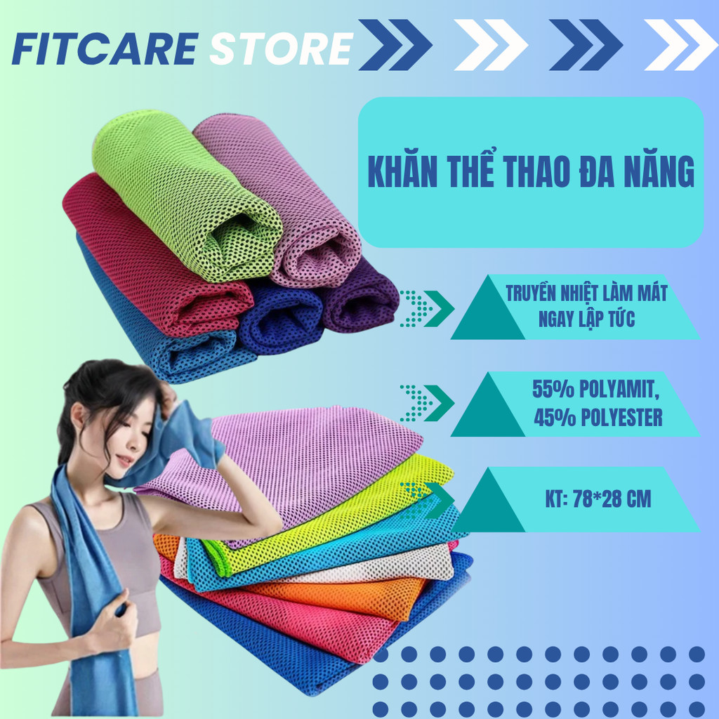 Khăn lạnh thể thao đa năng, khăn lạnh thể thao làm mát ngay lập tức thấm mồ hôi để tập thể dục