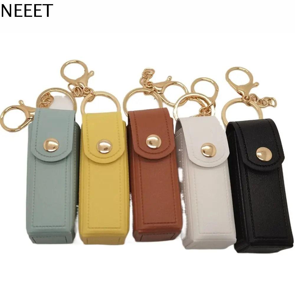 NEEET Không thấm nước Túi đựng son môi Túi đựng đồ Da mềm Vỏ bảo vệ son môi Mini Có móc khóa Túi đựng son bóng Làm đẹp cho phụ nữ