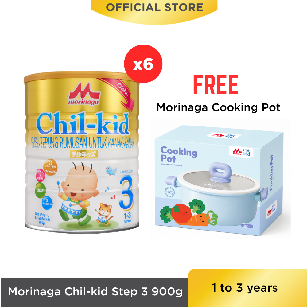 Morinaga Chil-kid Step 3 (No Sucrose) 6 tins X 900g [Free Morinaga Cooking Pot]