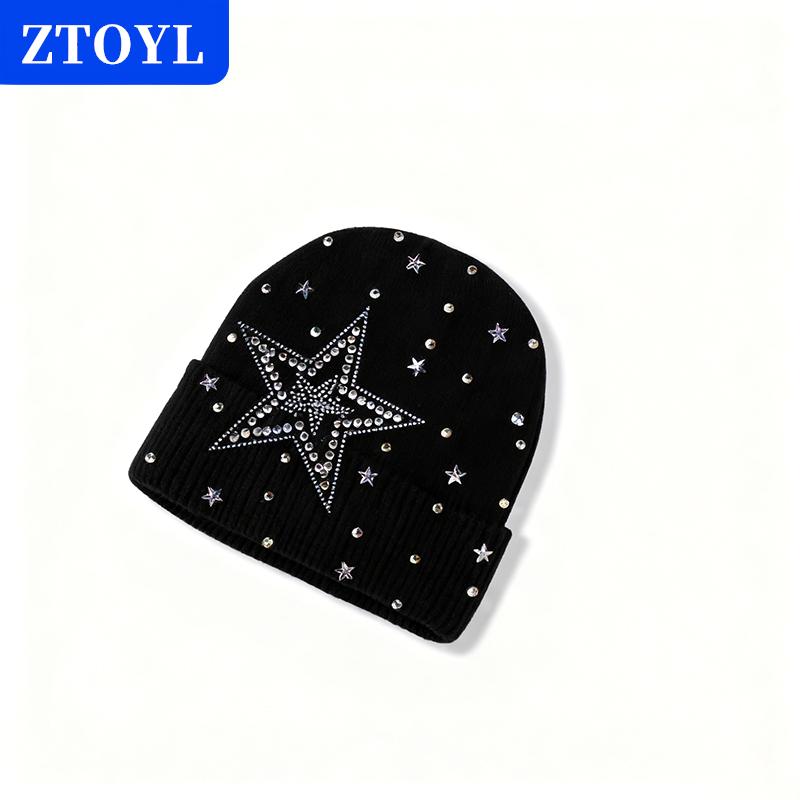 [COD] ZTOYL หมวกถักนิตติ้งและถุงมือพร้อมวัสดุอะคริลิคประดับพลอยเทียมชุดสองชิ้นแฟชั่นที่อบอุ่นฤดูหนาวฤดูใบไม้ร่วง ราคา 173 บาท*ส่งฟรี