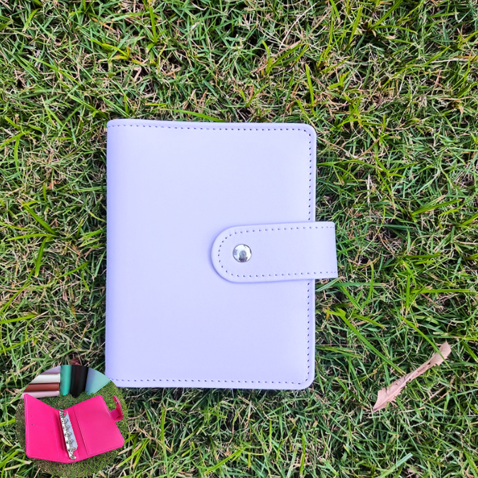 Cover Binder A7 Motif Kulit Polos 6 Ring Aesthetic
