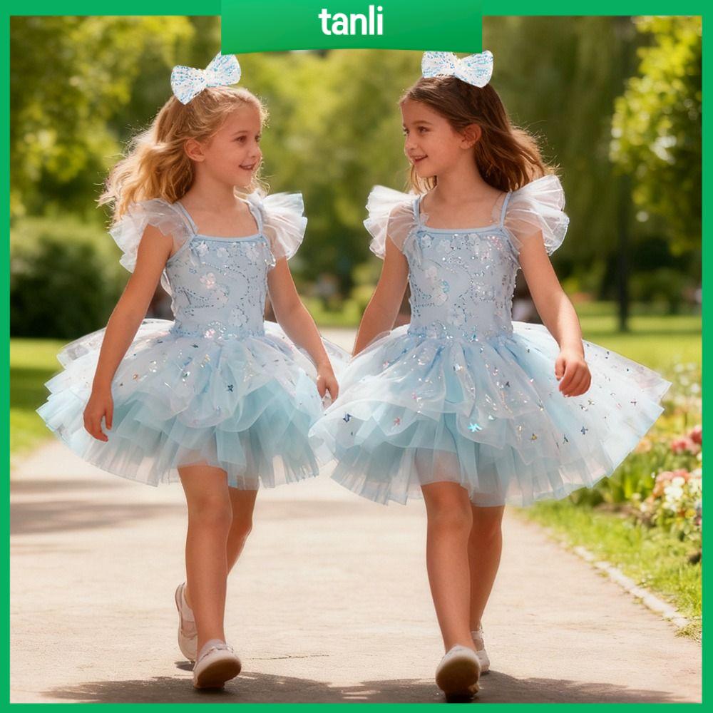 TANLI Hoa Váy ballet cho trẻ em Hiện đại Đầm sequin Váy tutu ballet Thời trang Phồng Quần áo biểu diễn Bé gái