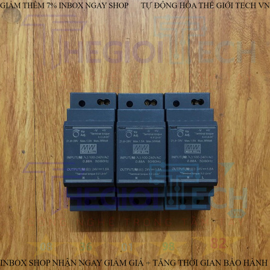 Nguồn cài ray Meanwell 24V-1A 24V-2A 24V-2.5A, 24V-3A MDR-20-24 MDR-60-24 .Hàng cũ tháo máy - HDR-30-24 24V-1.5A