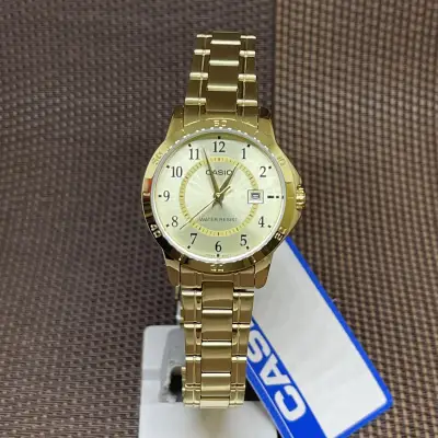 [Original] Casio LTP-V004G-9B Analog Gold Dial Stainless Steel Ladies Watch