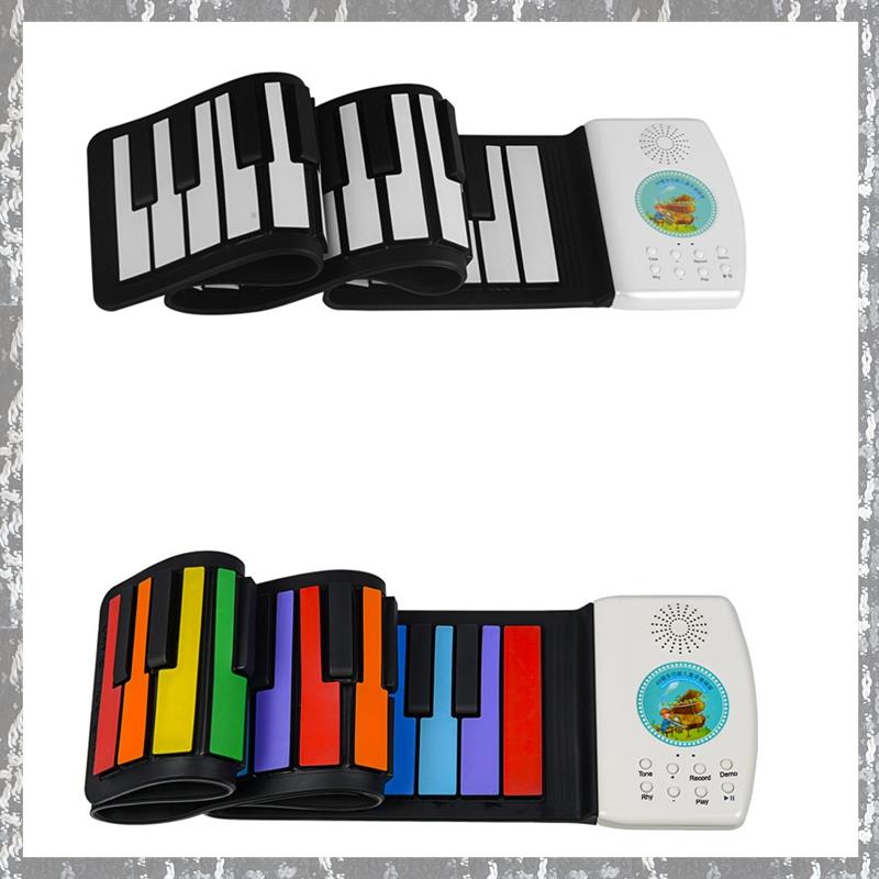 (TEBM) 49 -Key Electronic Hand Roll Piano Portable Keyboard Silicone Soft Piano Bluetooth Compatible