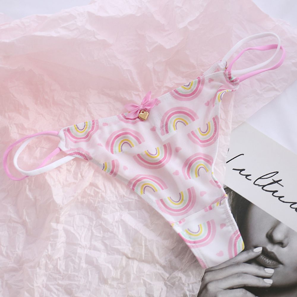 Qingxin thoáng khí dễ thương mèo cạp thấp gấu cho trái tim Hàn Quốc cho nữ Đồ lót lưới sọc tóm tắt Phụ Nữ Cung quần lót