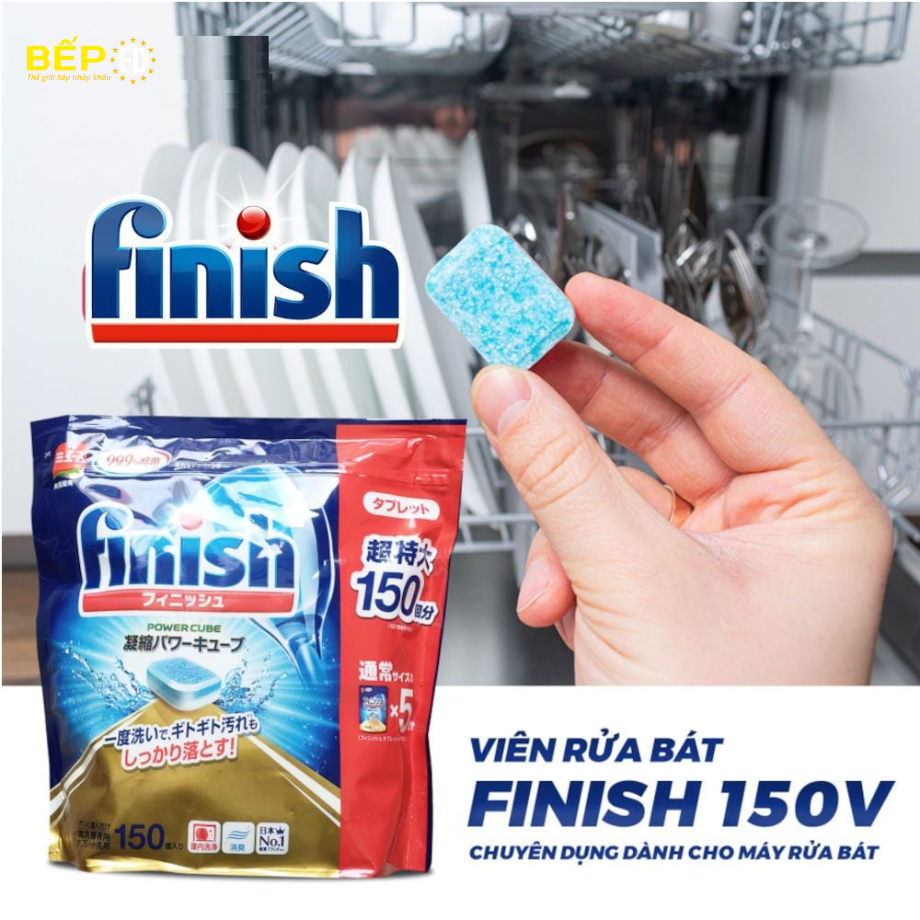Viên rửa bát Finish power cube hàng châu âu xuất Nhật - túi 150/100 viên rửa chén 2 in1 siêu tiết kiệm siêu tiện lợi - 2