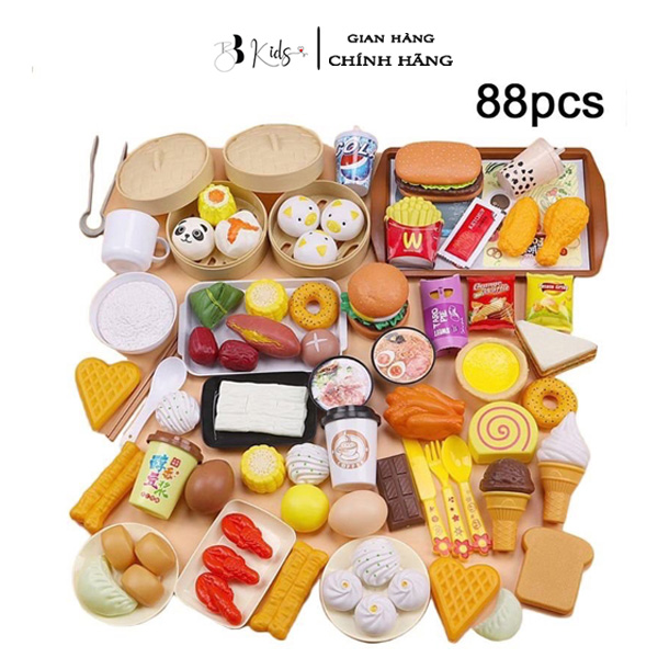 BB kids Bộ Đồ Chơi Bánh Bao nhựa an toàn 88 Chi Tiết Cho Bé