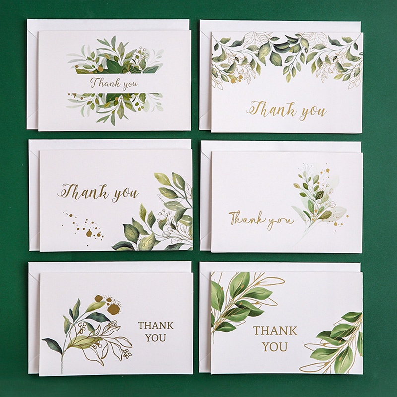 6 Pcs Simple Bronzing THANK YOU Greeting Card with Envelope DIY Party Invitation Card