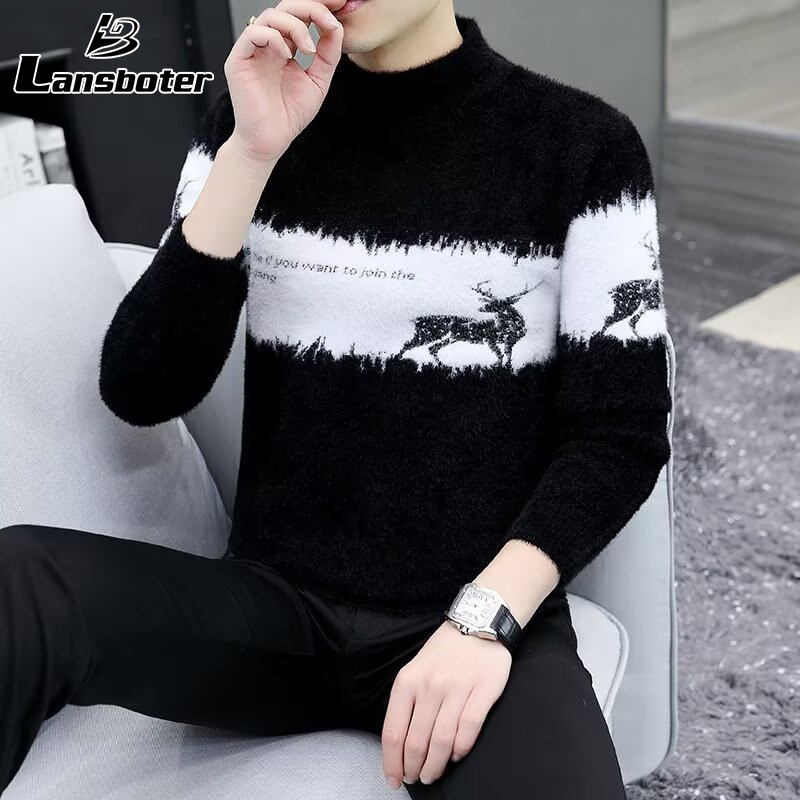 Nam áo len dệt kim nhiệt thường Áo chui đầu cổ lọ mềm mại và thoải mái