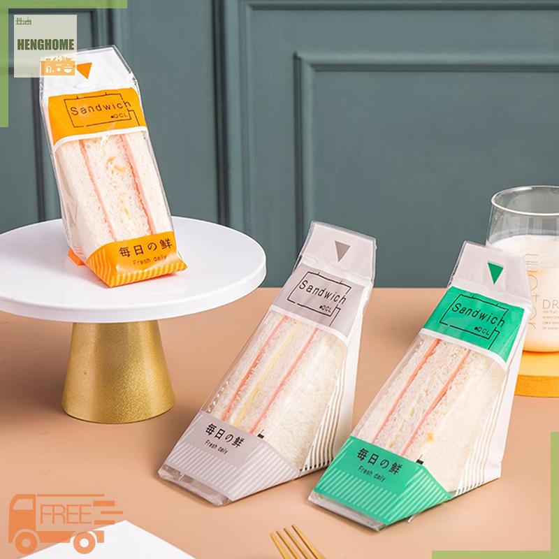HENGHOME 100pcs bánh sandwich bao bì trong suốt nướng tam giác bánh bao bì dùng một lần túi trong suốt