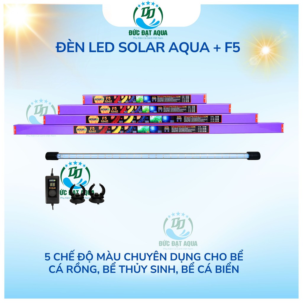 ĐÈN LED F5 SOLAR  AQUA+ VỚI 5 CHẾ ĐỘ MÀU CHUYÊN DỤNG CHO BỂ CÁ RỒNG THỦY SINH CÁ BIỂN SIÊU SÁNG