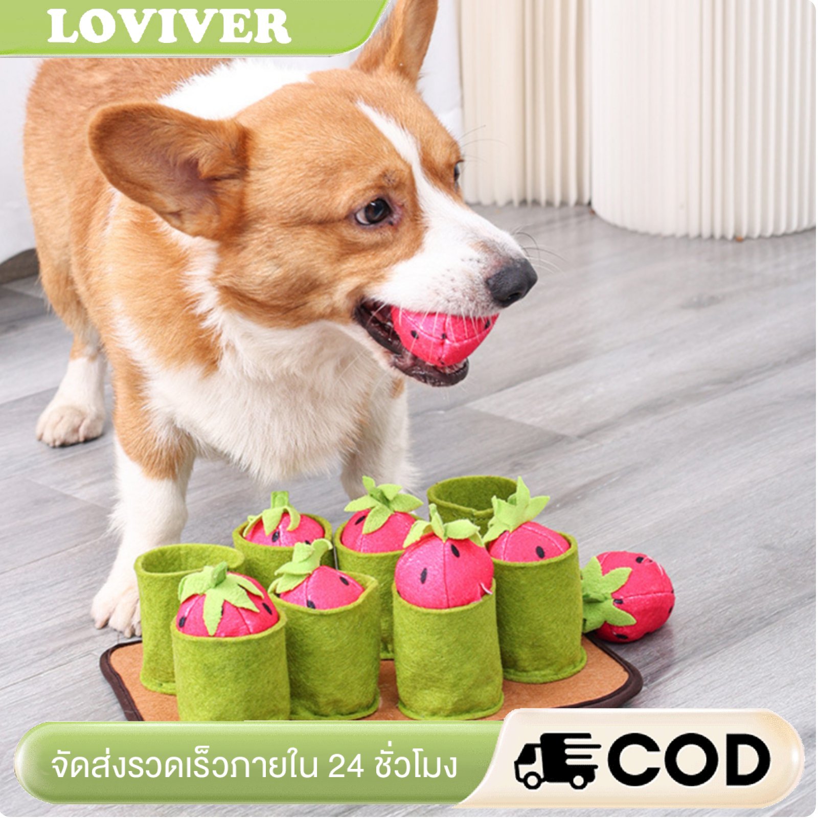 Loviver Mental Stimulation Strawberry Snuffle Mat Easy to Clean Strawberry Sniffing Mat Bite-proofResistant Soft Fabric Food Hiding Dog Toy Non-Slip ราคา 741 บาท*ส่งฟรี