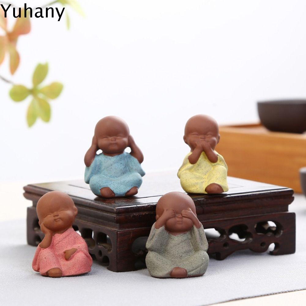 YUHANY Nhà sư nhỏ Tượng nhà sư nhỏ Dễ dàng làm sạch Mini Đồ trang trí trà cho thú cưng Sáng Tạo Cát Tím Bức tượng nhà sư Mọng nước