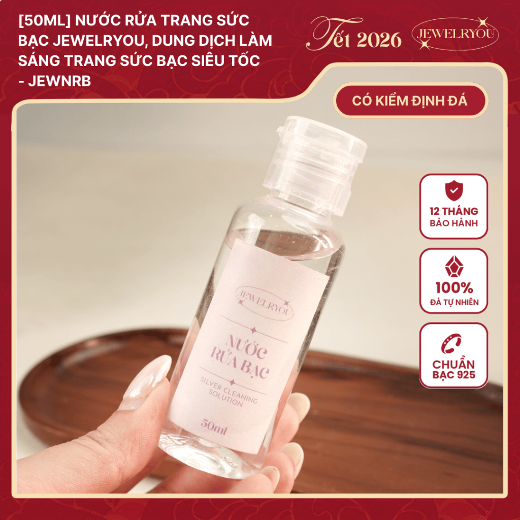 [50ml] Nước Rửa Trang Sức Bạc JEWELRYOU, Dung Dịch Làm Sáng Trang Sức Bạc Siêu Tốc - Jewnrb