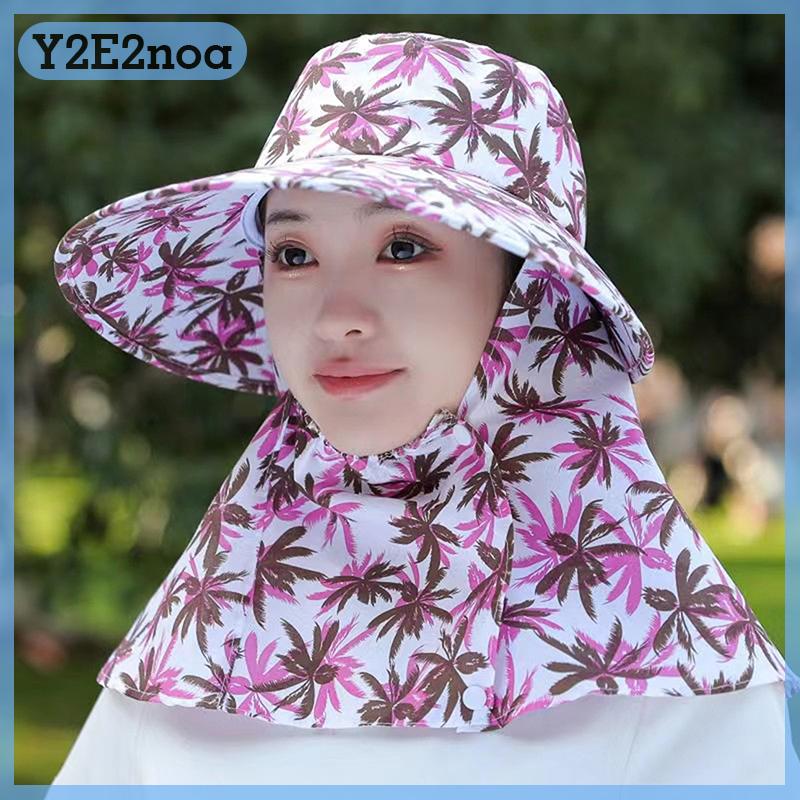 Y2E2noa Sun hat Phụ nữ mùa hè của phụ nữ UV bảo vệ cap du lịch ngoài trời đi xe đạp Mặt nạ hat khăn choàng mũ Windproof có thể tháo rời trà chọn